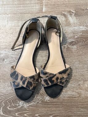 Nine West Leopard Print Ankle-Strap Sandals - Tan/Black